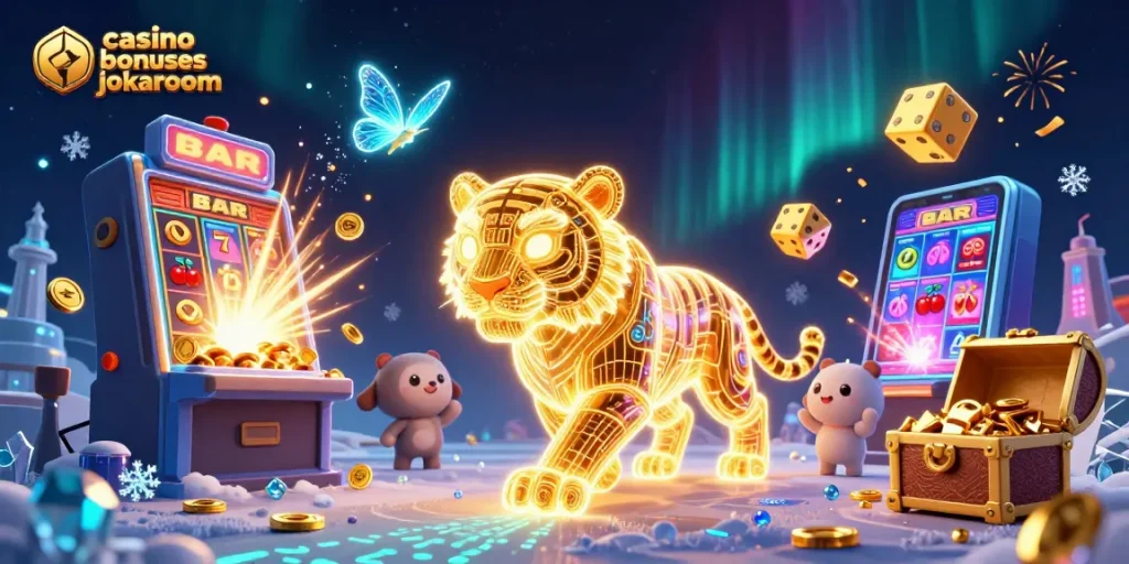 Experience the thrill of casino bonuses jokaroom with a vibrant digital casino landscape filled with exciting game elements.