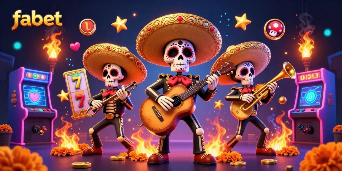Win big in Fabet-style slots with colorful mariachi band and vibrant game elements.