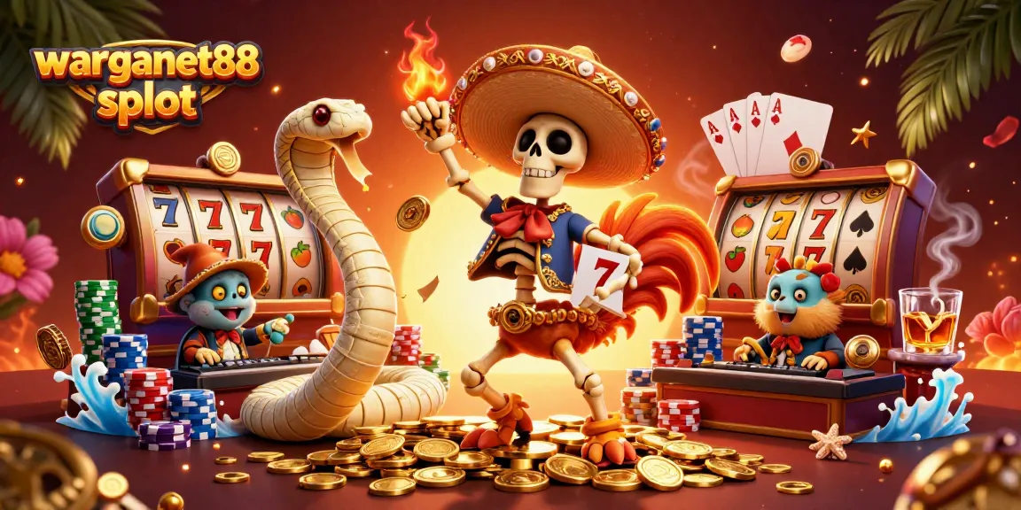Experience the excitement of the warganet88 slot with vibrant characters and casino elements.