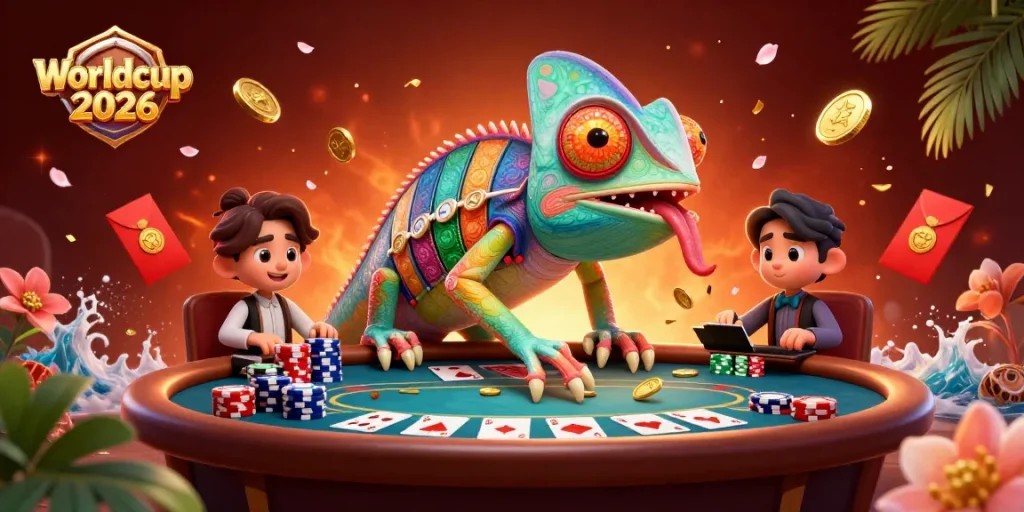Experience the thrill of Worldcup 2026 with vibrant casino excitement and dynamic character interactions.